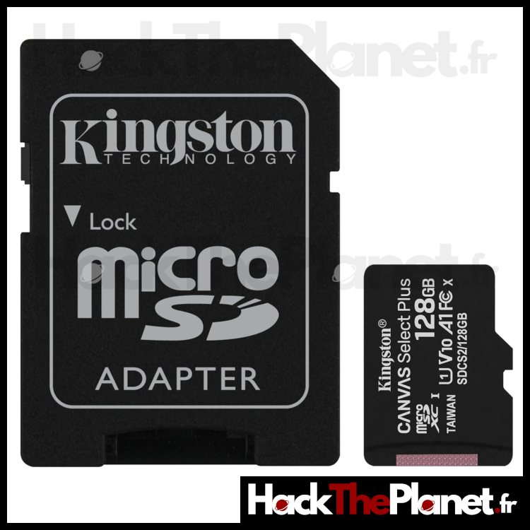 Carte micro SD Kingston Canvas Select Plus class 10 avec adaptateur